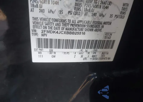 2011 Ford Edge Sel z USA, uszkodzony, nr VIN 2FMDK4JCXBBB25516